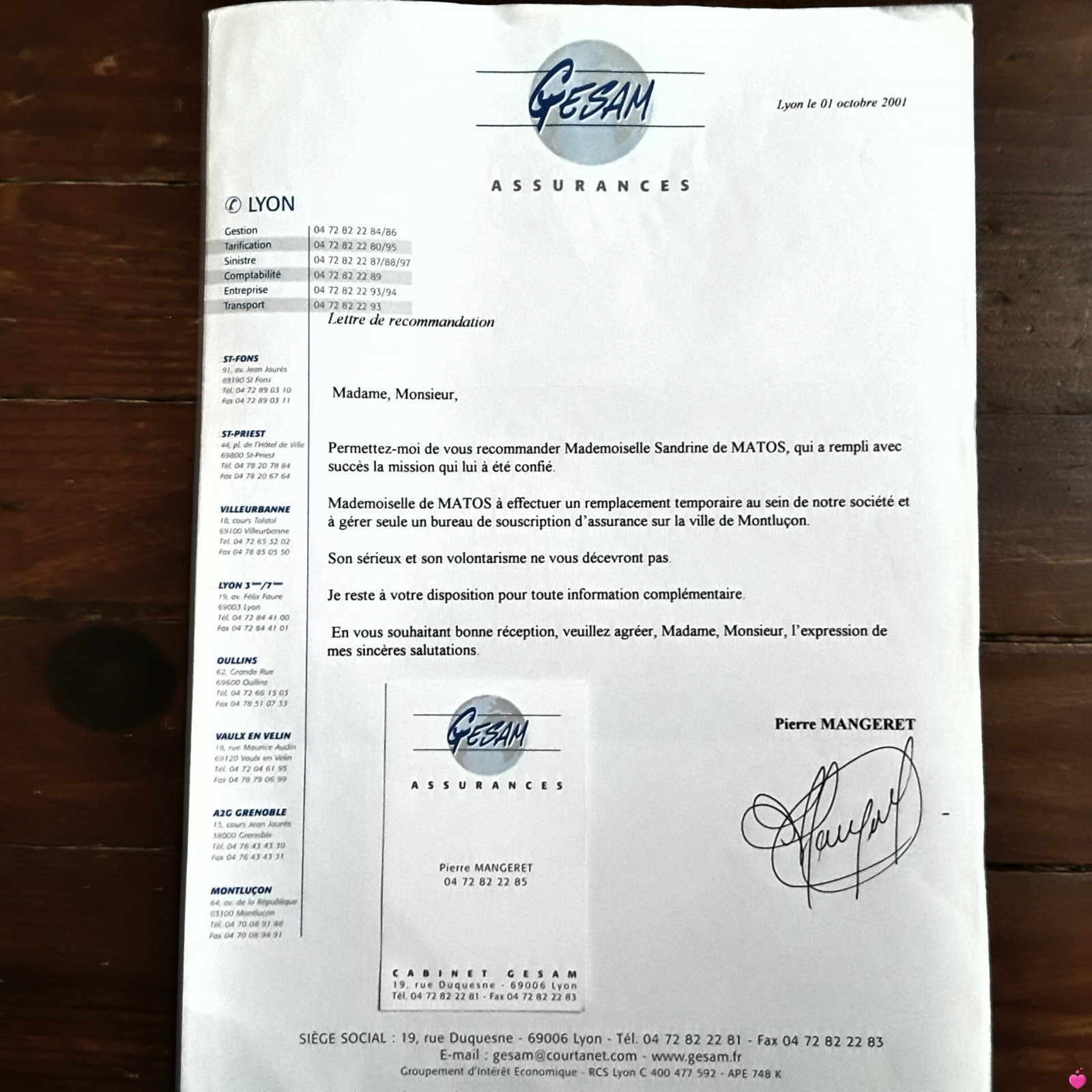 <p>SOLIDE EXPÉRIENCE PROFESSIONNELLE RÉUSSIE DE PLUS DE TROIS ANNÉES EN ASSURANCES EN AUVERGNE ET EN GIRONDE, France</p>