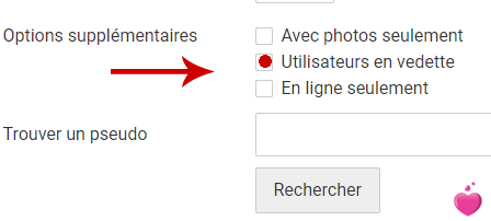 Présence sur le formulaire de recherche